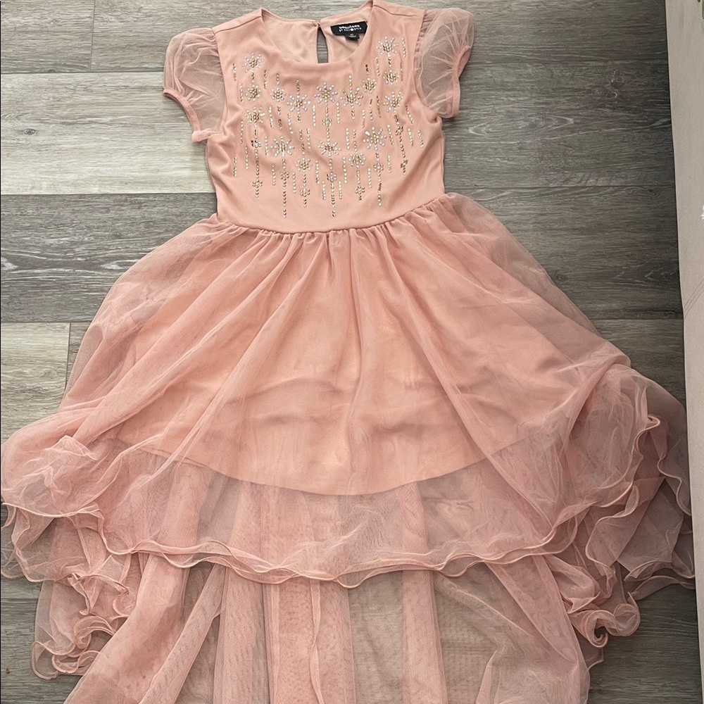 Speechless Peach Kids Dress with Embellishments